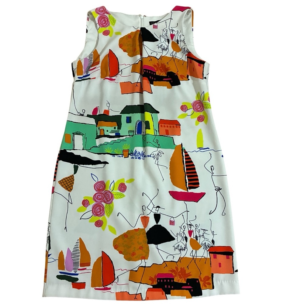 Madison Leigh Multicolor Mod Mixed Print Shift Dress Size 8 Sleeveless Fun Print
